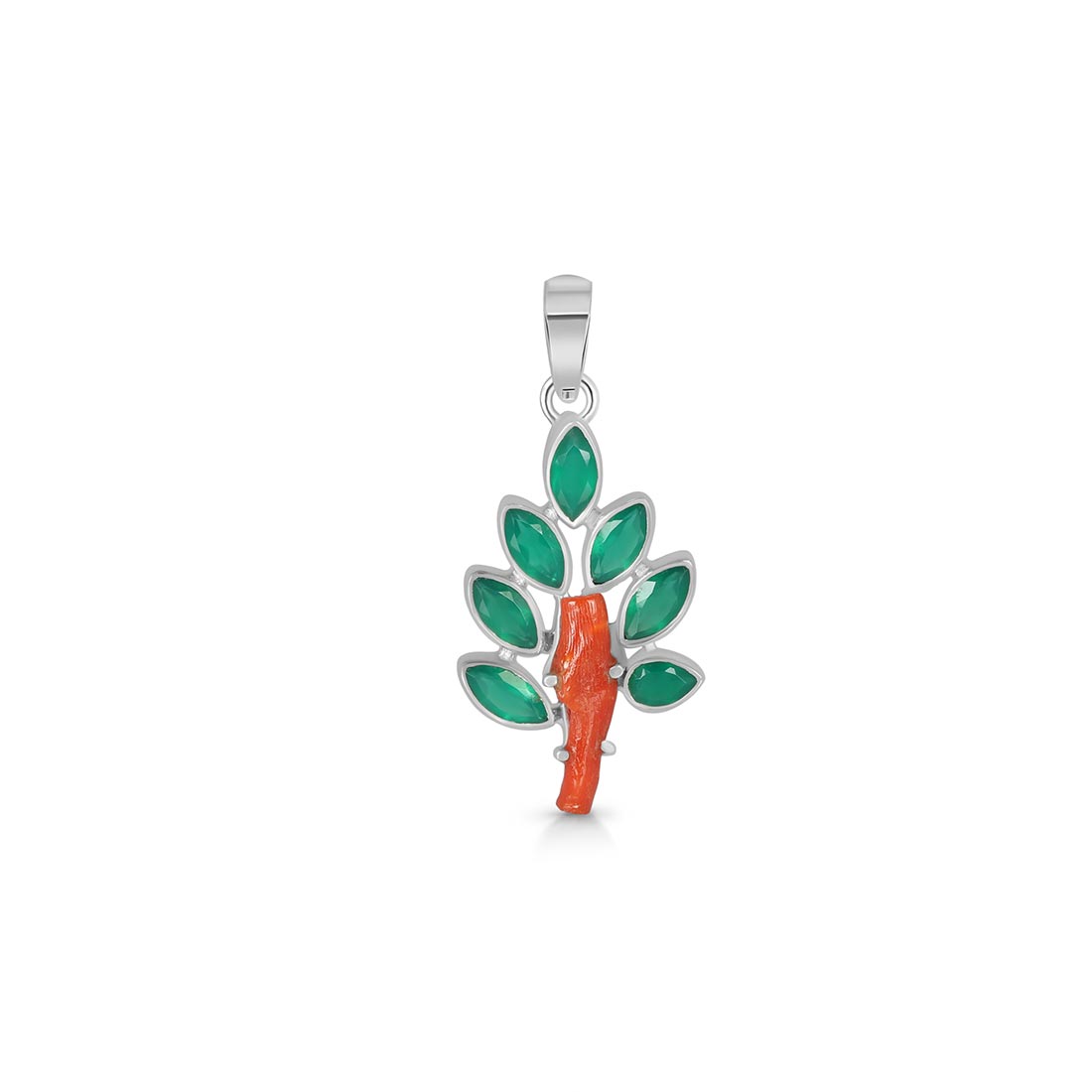 Red Coral / Green Onyx Pendant-(COR-P-76)